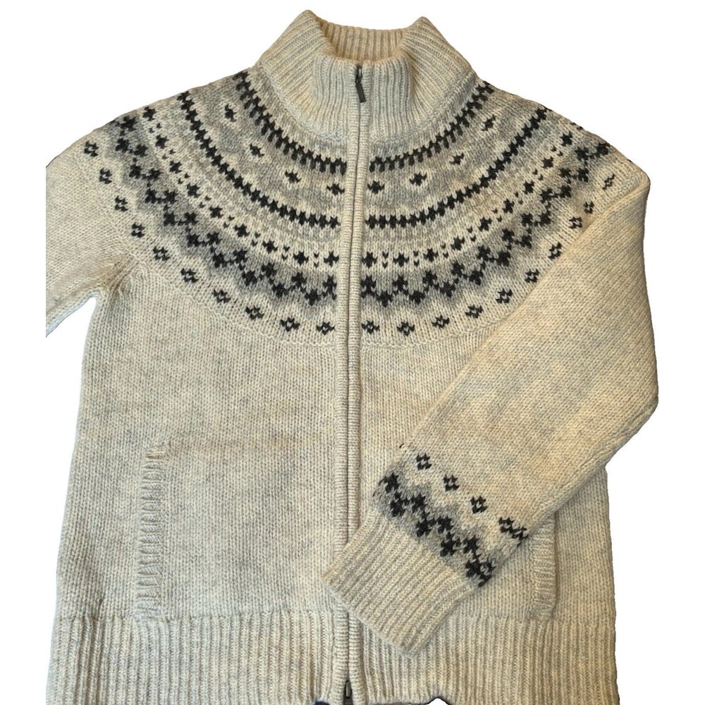 Vtg Women’s LL BEAN Sweater Shacket Norwegian Style 100% WOOL Fair Isle Sz M